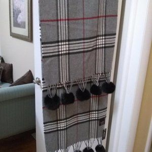 Lord & Taylor luxury scarf with pom-poms, new